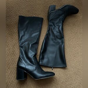 Franco Sarto wide calf black leather knee high boots
